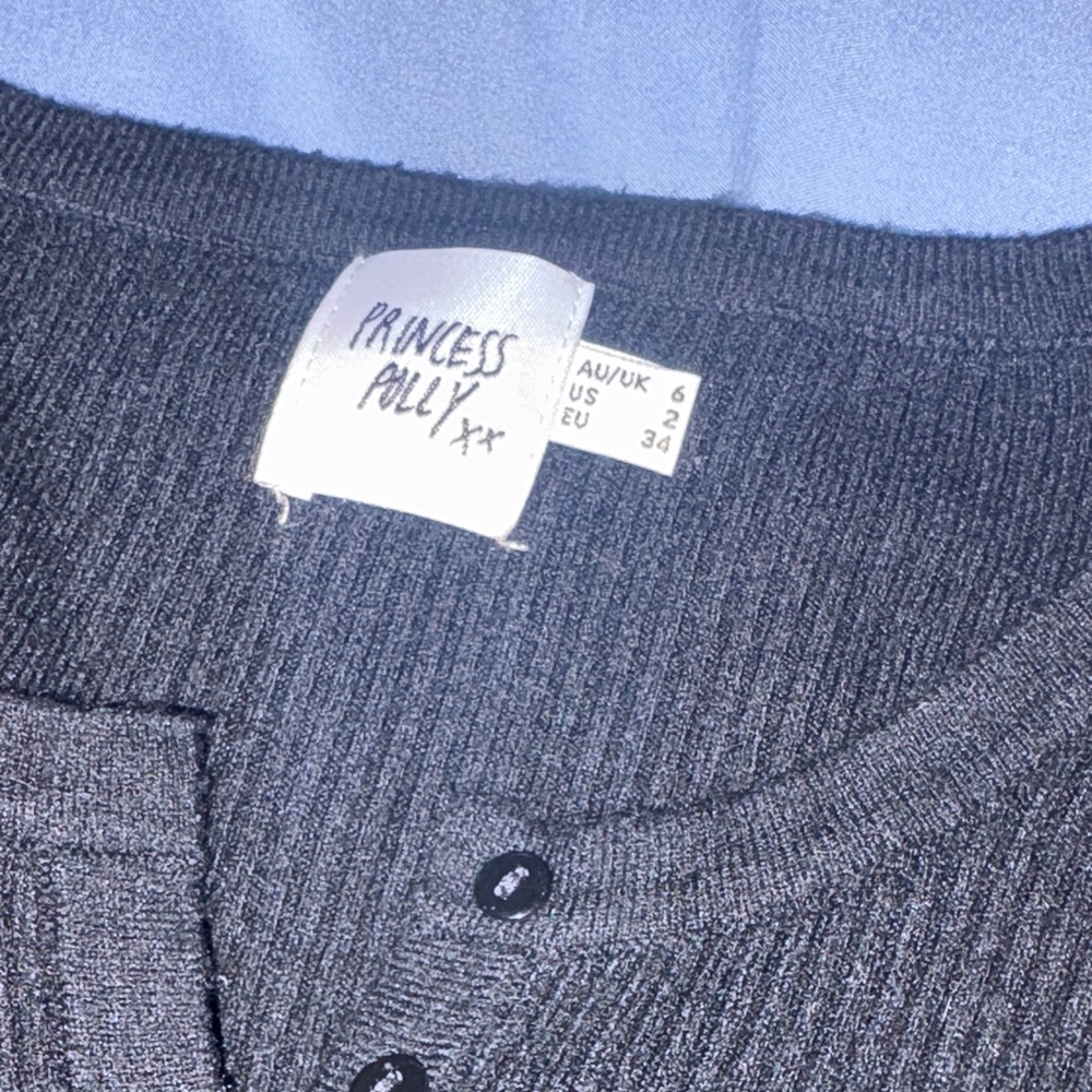 H&M Black Ribbed Button-Up Top - Picture 3 of 3